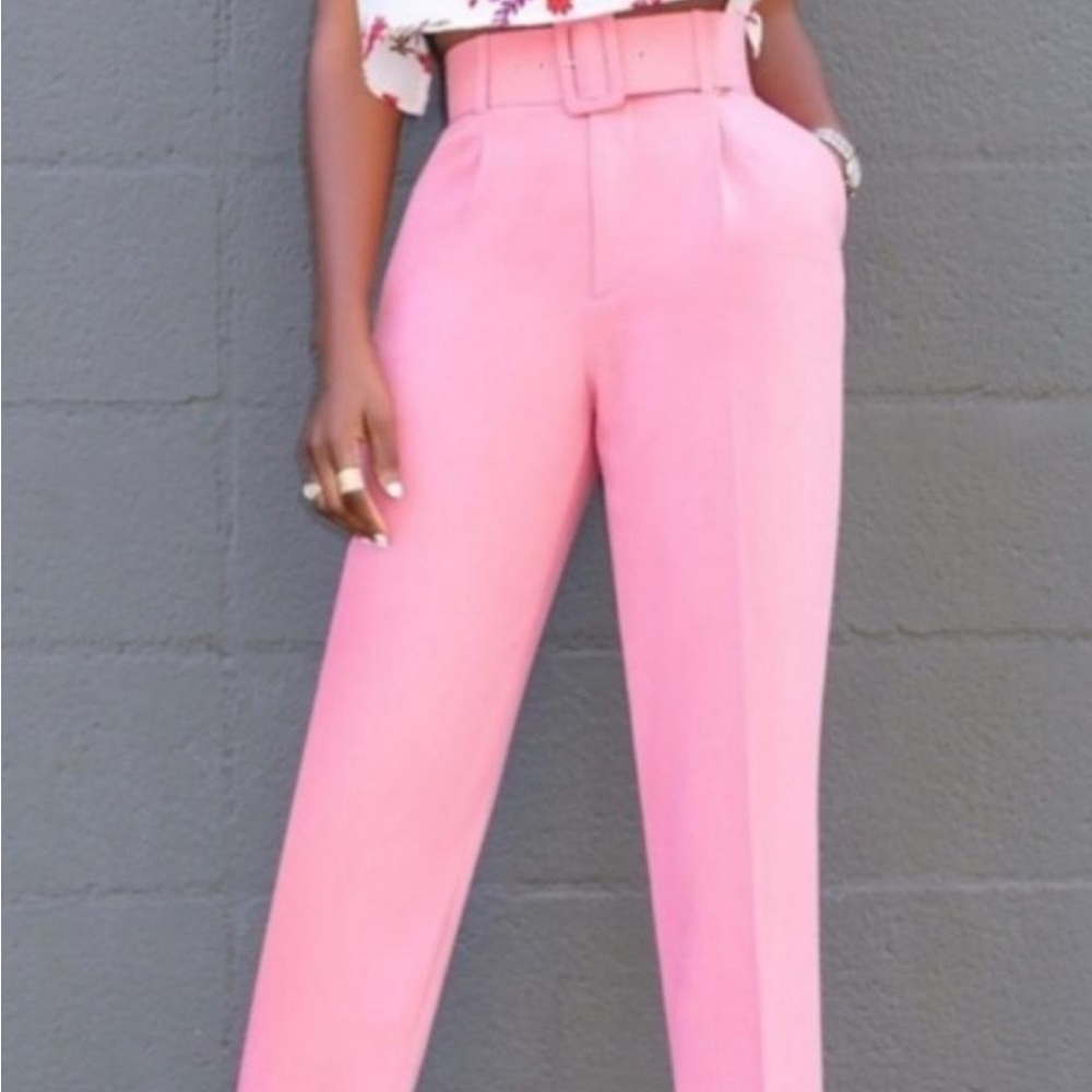 Zara Pink Women's Trousers High Waisted